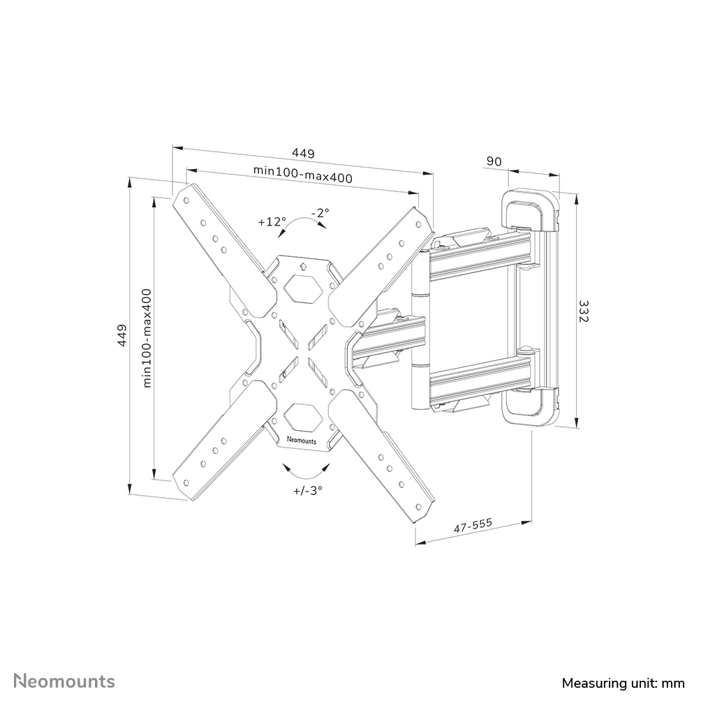 Neomounts WL40S-850BL14 TV mount wall 32-65" - full motion - fast installation